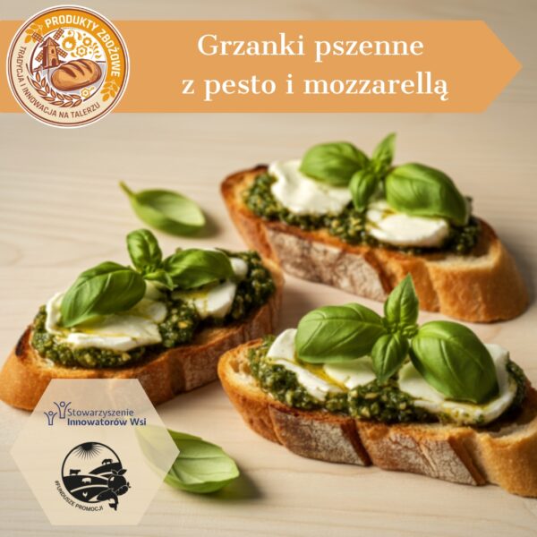 Grzanki pszenne z pesto i mozzarella 600x600