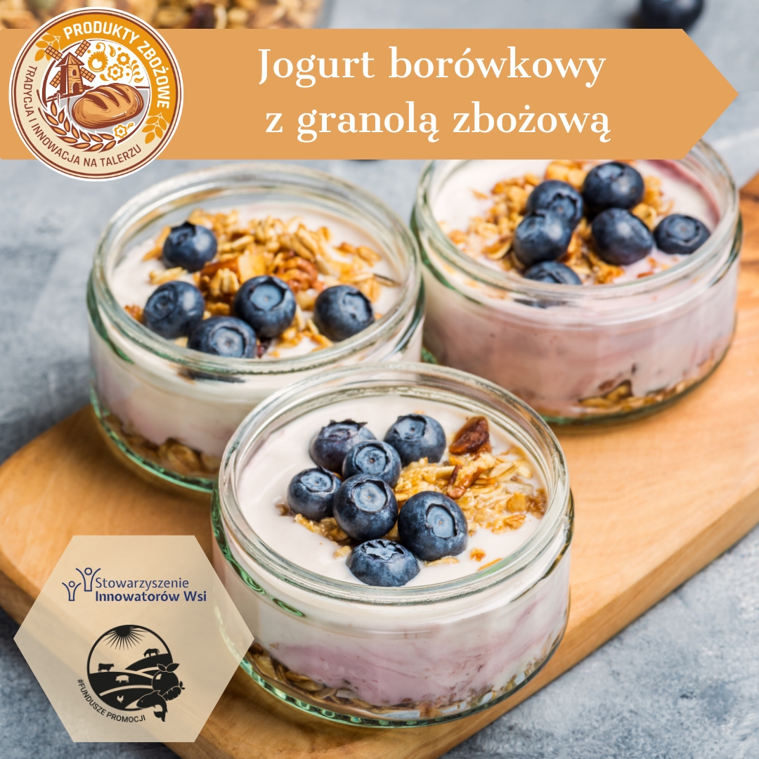 Jogurt borowkowy z granola zbozowa