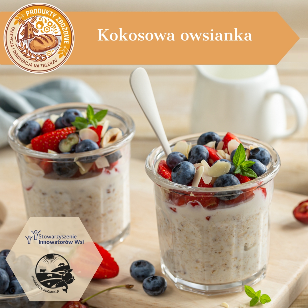 Kokosowa owsianka nocna z owocami lesnymi 2