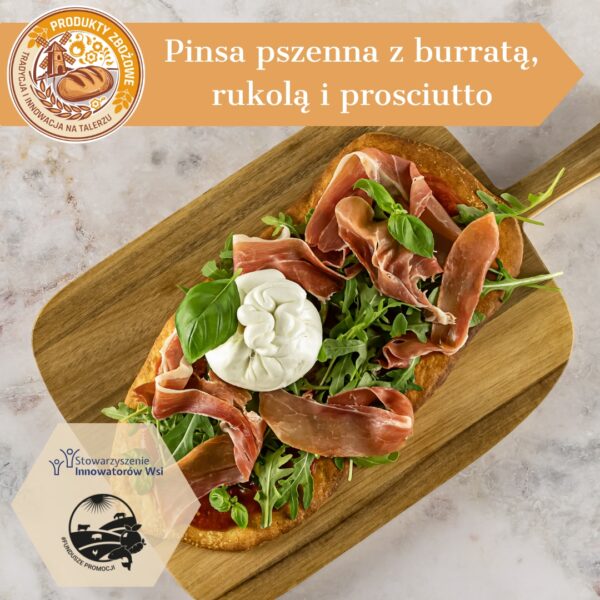 Pinsa pszenna z burrata rukola i prosciutto 600x600