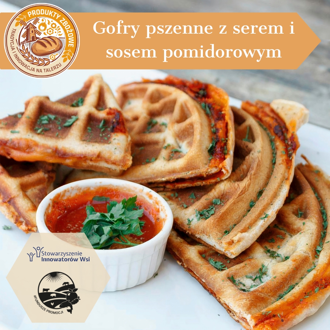 Gofry pszenne z serem i sosem pomidorowym