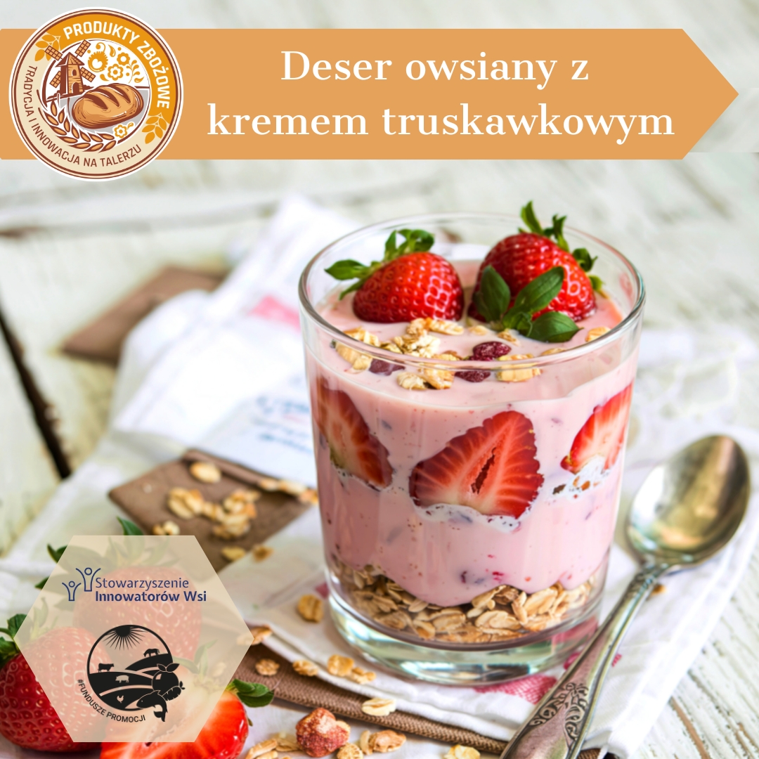 Deser owsiany z kremem truskawkowym