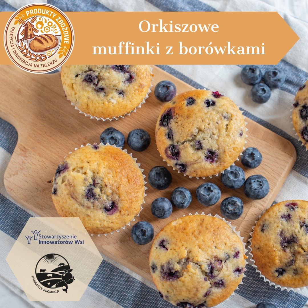 Orkiszowe muffinki z borowkami