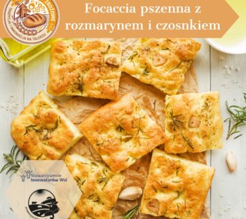 Focaccia pszenna z rozmarynem i czosnkiem 360x320