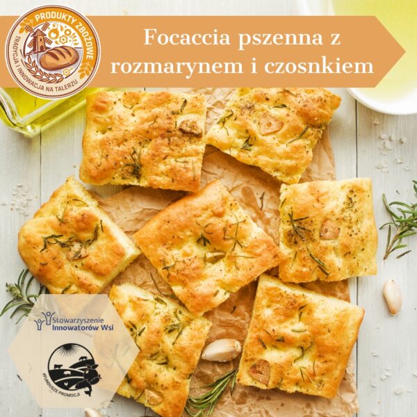 Focaccia pszenna z rozmarynem i czosnkiem 600x600